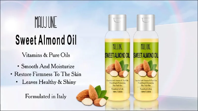 hair care routine for treating dry, flaky scalp -MAUJUNE SWEET ALMOND OIL.FOR HAIR. NAIL. SKIN.