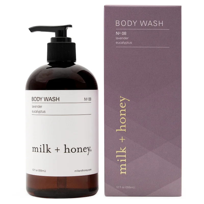 milk + honey Gentle Body Wash No 08 with Lavender, Eucalyptus, Body Wash 12 Oz