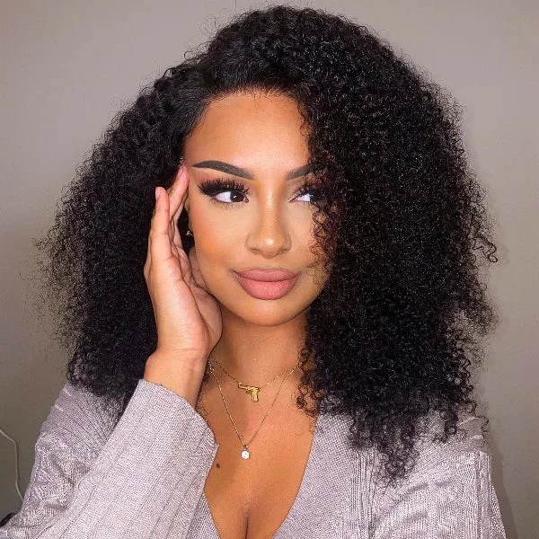 wigs for transforming your style with ease-Natural Afro Curly Free Parting Undetectable Invisible 13x4 Lace Frontal Wig | Real HD Lace