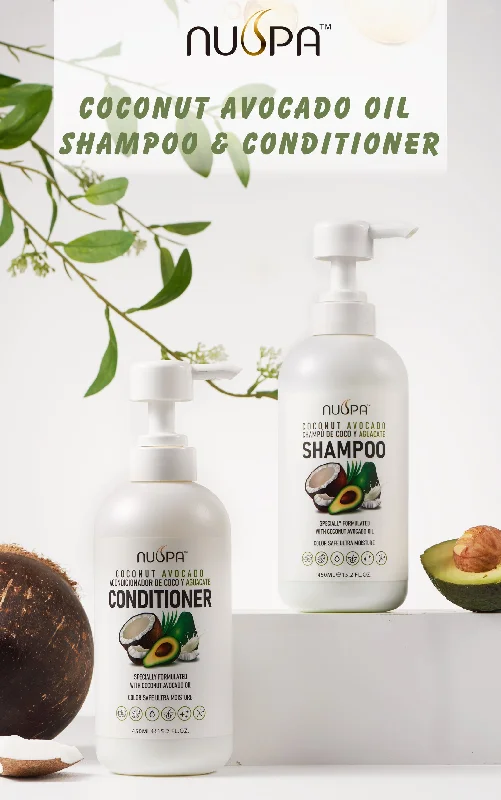 best deep conditioning products for fine hair -Nuspa. Coconut, Avocado Conditioner. 450ml. 15.2 FL.OZ