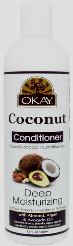 best hair care products for reducing hair loss -OKAY Coconut Deep Moisturizing Conditioner - Helps Replenish Moisture And Elasticity For Healthy Strong Hair - Sulfate, Silicone, Paraben Free For All Hair Types and Textures- Made in USA 12oz 355ml