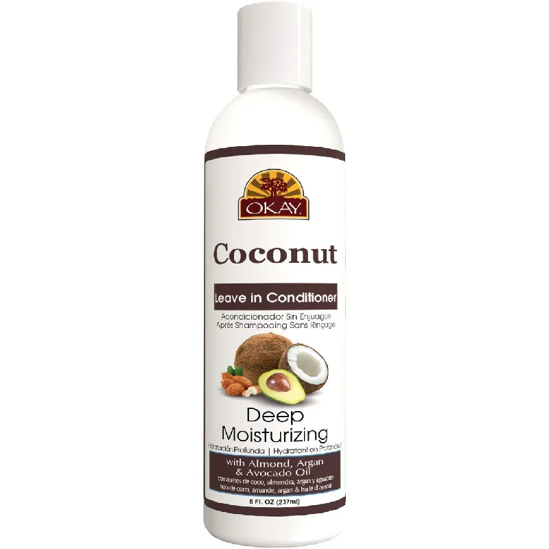 how to strengthen weak hair and prevent breakage -OKAY Coconut Deep Moisturizing Leave In Conditioner - Helps Replenish Moisture And Elasticity For Healthy Strong Hair - Sulfate, Silicone, Paraben Free For All Hair Types and Textures - Made in USA 8oz 237ml