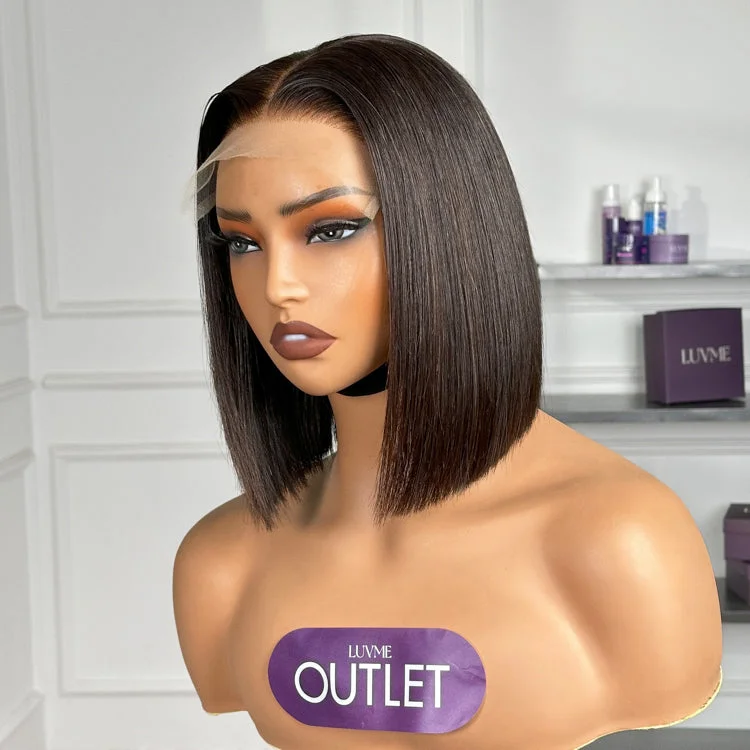 wigs for women with textured or wavy hair-OUTLET | Put On & Go Straight Bob Minimalist HD Lace Glueless Middle Part Short Wig