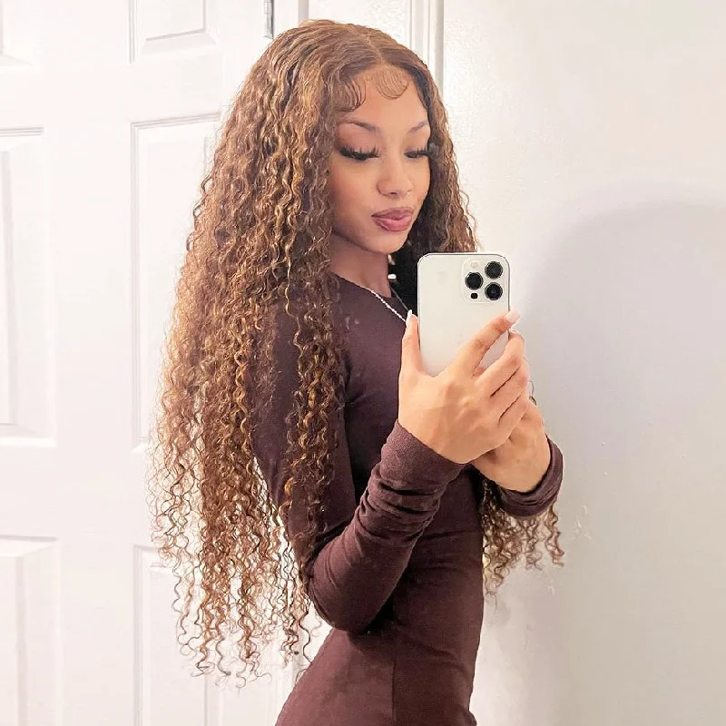 natural wigs for effortless elegance-MORE FACE Kinky Curly Glueless Wig Quick Install Wear Go Highlight Wig 6x4 Pre-cut HD Lace Wig Beginner Friendly