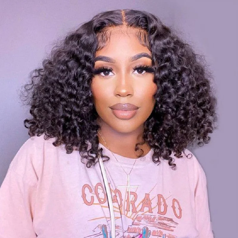 wigs for achieving a flawless hairline-MORE FACE Deep Wave Bob Wig Quick Install Wear Go Glueless Wig 6x4 Pre-cut HD Lace Wig Beginner Friendly