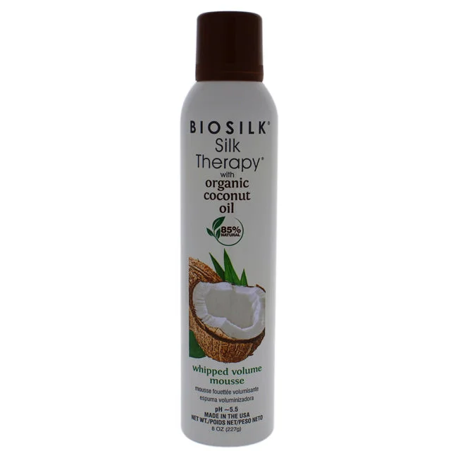 how to fix dry, damaged hair ends without cutting -Biosilk Silk Therapy with Coconut Oil Whipped Volume Mousse by Biosilk for Unisex - 8 oz Mousse