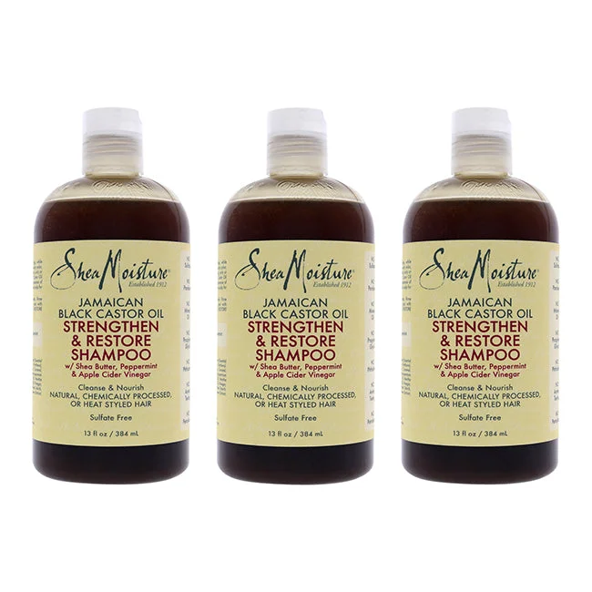 Shea Moisture Jamaican Black Castor Oil Strengthen and Restore Shampoo by Shea Moisture for Unisex - 13 oz Shampoo - Pack of 3