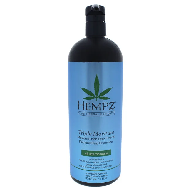 Hempz Triple Moisture-Rich Daily Herbal Replenishing Shampoo by Hempz for Unisex - 33.8 oz Shampoo