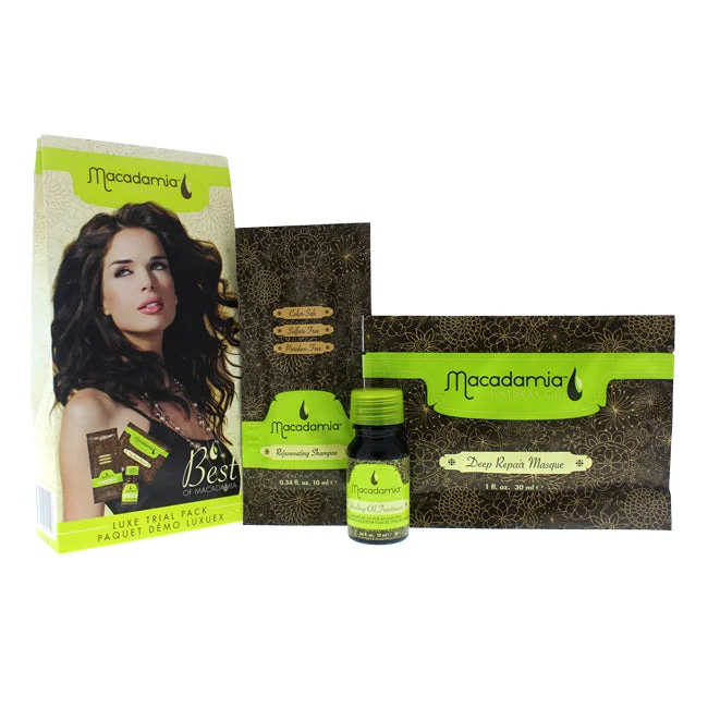 Macadamia Oil Macadamia Natural Oil Kit by Macadamia Oil for Unisex - 3 Pc Kit 0.34oz Healing Oil Treatment, 0.34oz Rejuvenating Shampoo, 0.5oz Deep Repair Masque