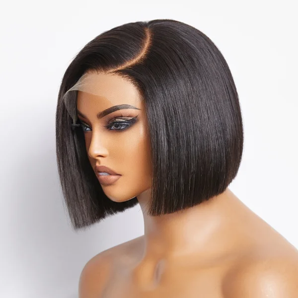 wigs for sleek, straight textures-ReadytoGo Blunt Cut Straight Bob Minimalist HD Lace Glueless C Part Wig