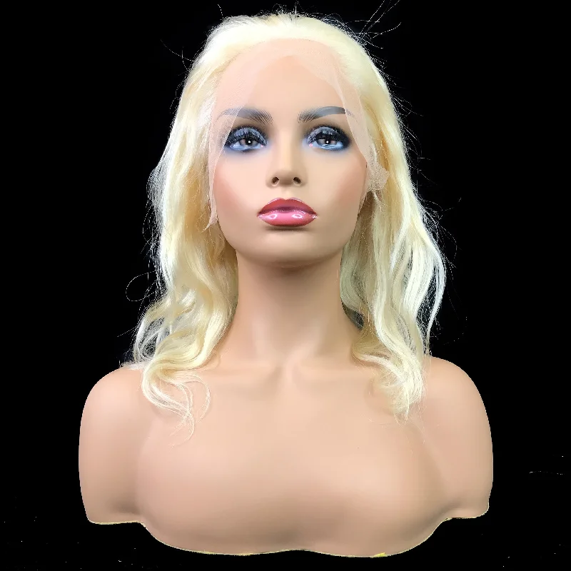 wigs for full coverage with natural appeal-Remy Body Wave  13"X 6"Lace Frontal Bob Wig  Blonde #613