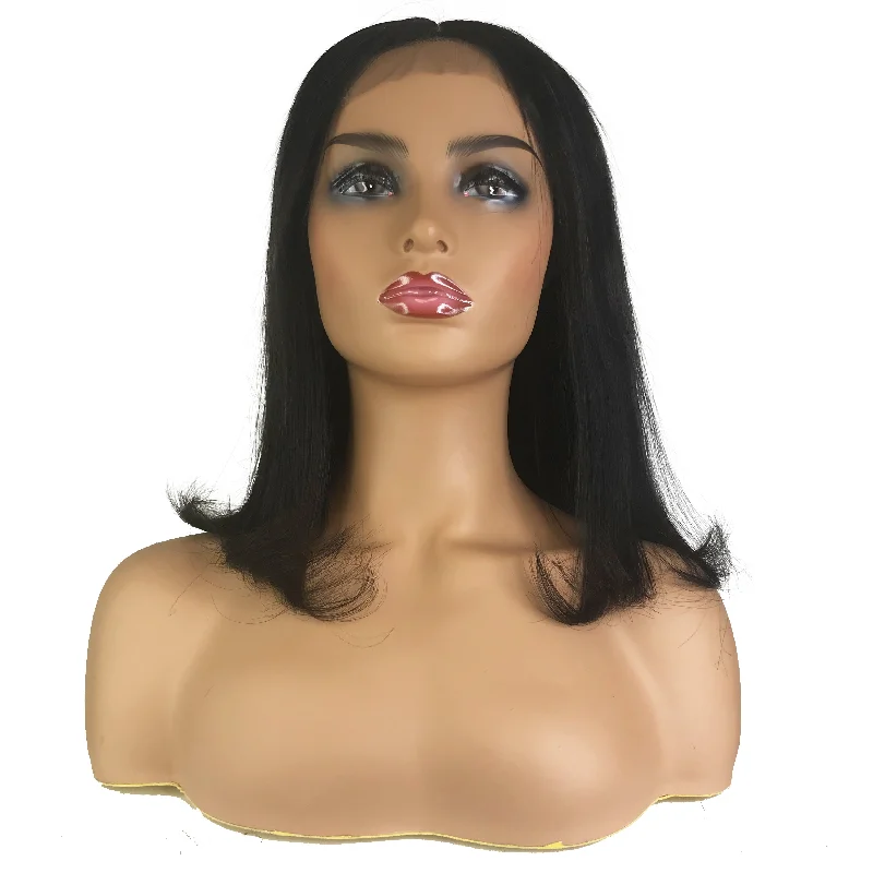 wigs for enhancing natural curls and waves-Remy Straight 4"X 4"Lace Closure Bob Wig  Natural