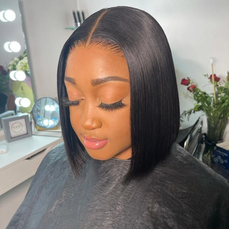 wigs for everyday bold and beautiful looks-Silk Straight Bob Glueless 4x4 Closure Lace Wig