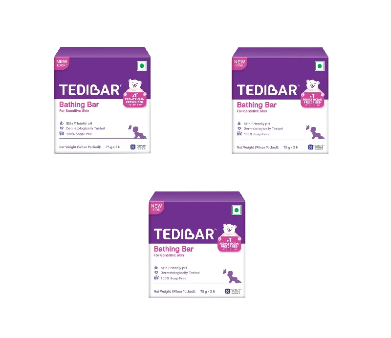 Tedibar Moisturising Baby Bathing Bar, 75gm Pack of 3