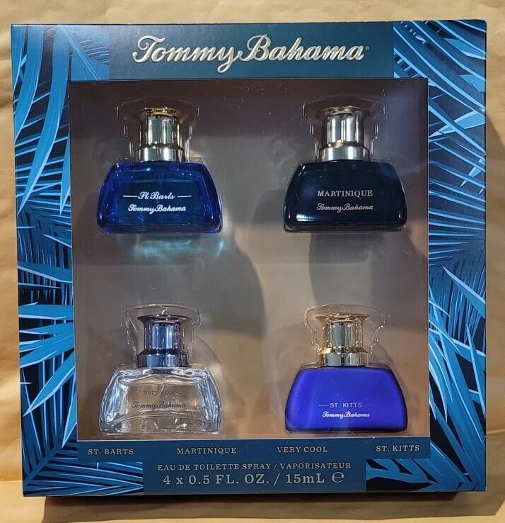 Tommy Bahama 4pc SET for Men Martinique St Barts Very Cool St Kits 0.5 oz EDT