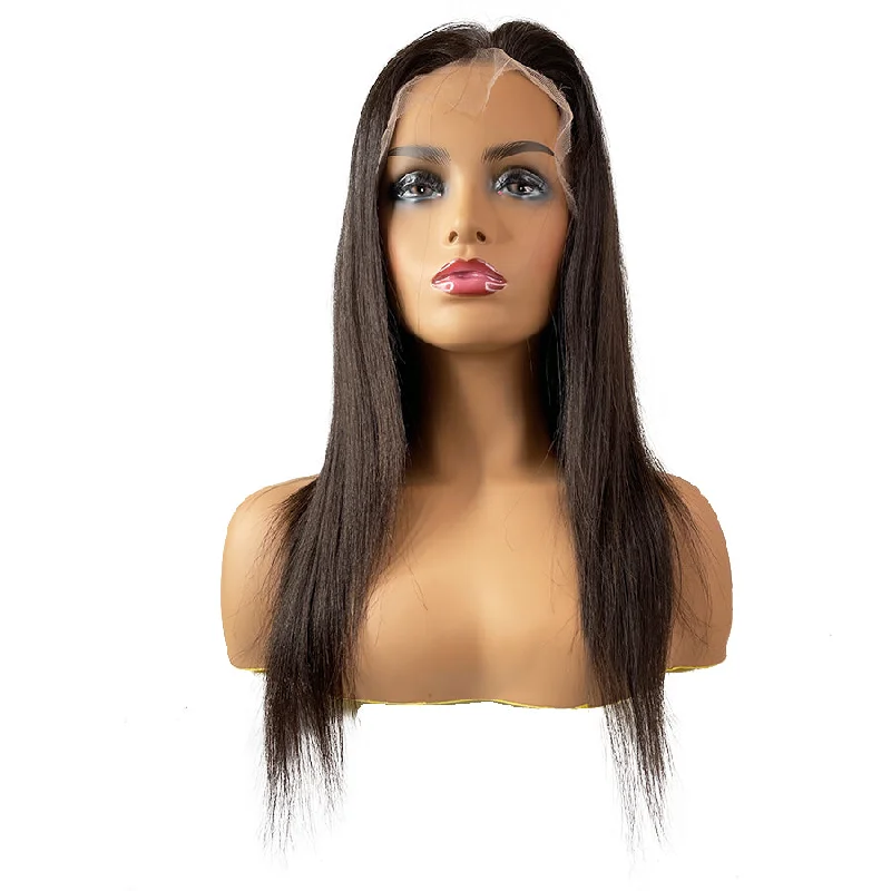 curly wigs for playful and vibrant looks-Virgin Swiss Lace Yaki Straight Full Lace Wig Natural