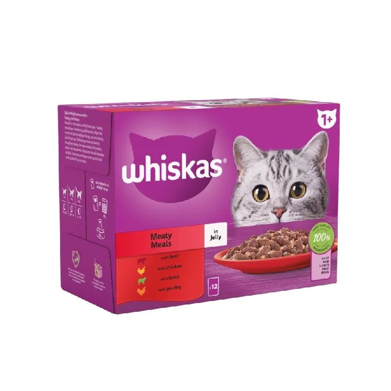 Whiskas 1+ Adult Wet Cat Food Pouches Meaty Meals In Jelly