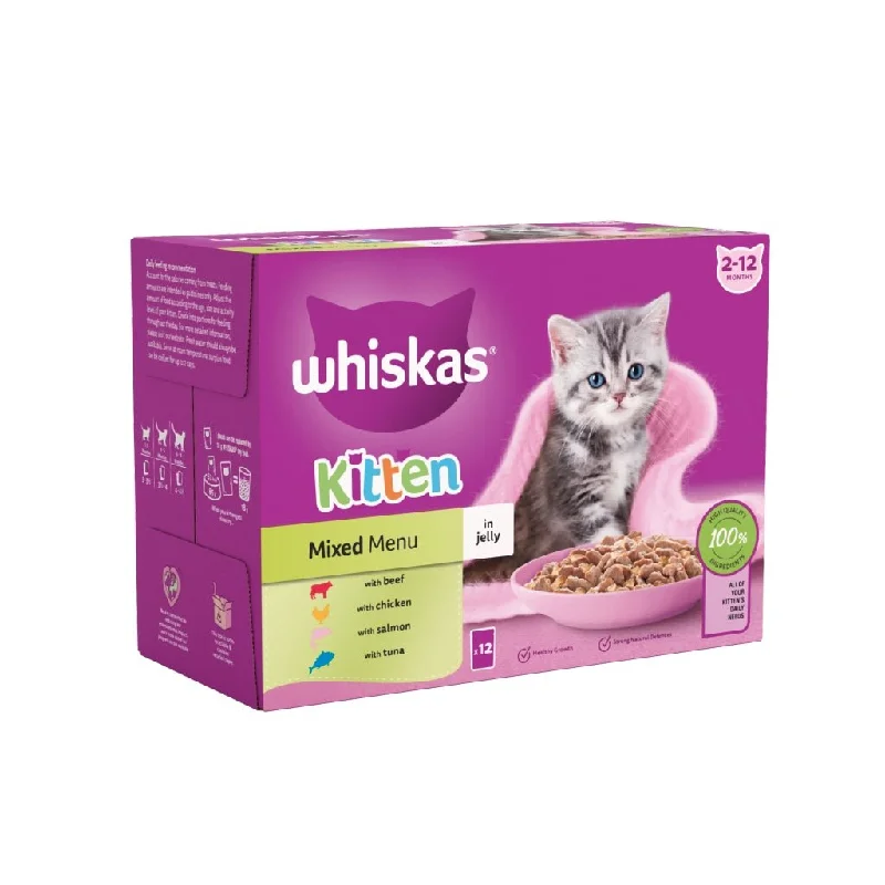 Whiskas 2-12 Months Kitten Wet Cat Food Pouches Mixed Menu In Jelly