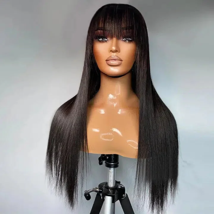 stylish wigs for modern fashion-forward looks-Wispy Bang Straight 13*4 Frontal Lace Wig