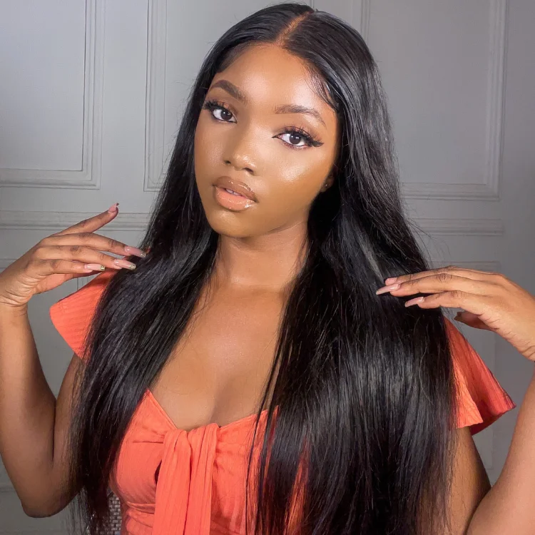 wigs for achieving sleek and shiny textures-OUTLET | 4*4 Closure Lace Straight Wig