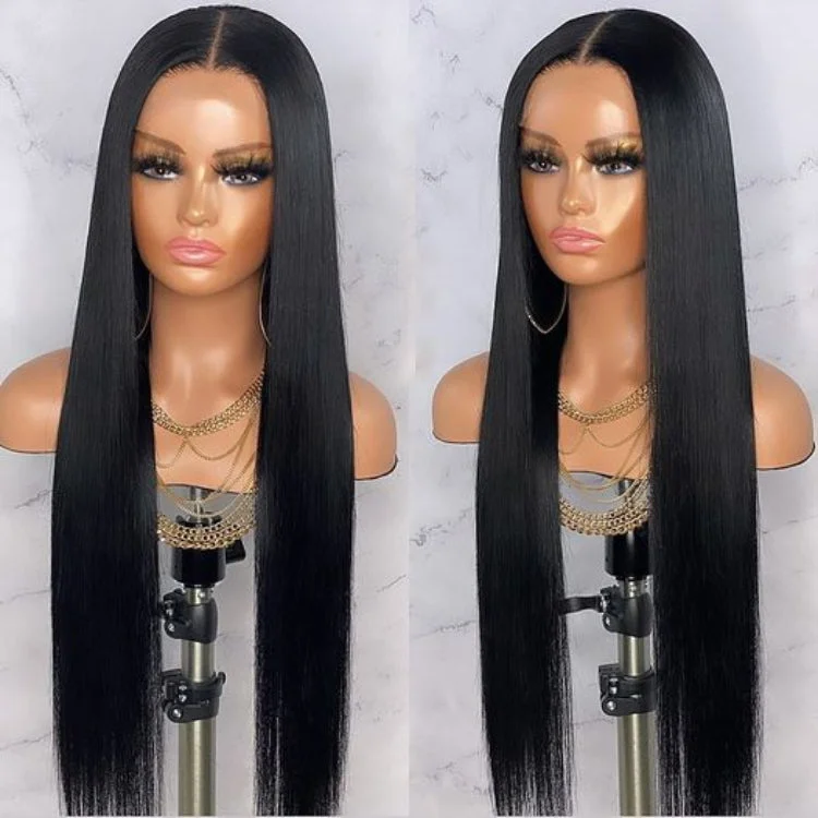 wigs for creating a fresh, bold hairstyle-OUTLET | Luvme Hair Straight 4x4 Closure Lace Glueless Mid Part Long Wig